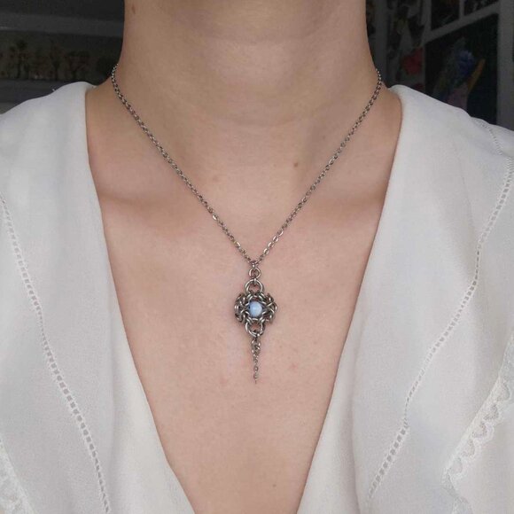 Vintage Antique Romanov blue and silver necklace - Picture 8 of 9
